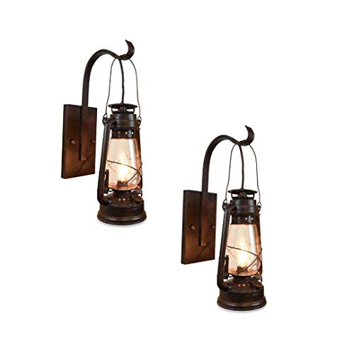 Brown Lantern Wall Sconce Set, 2 Pack