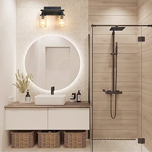 Black Mason Jar Vanity Light for Homestead Bathroom