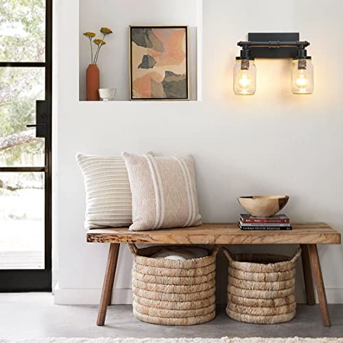 Black Mason Jar Vanity Light for Homestead Bathroom