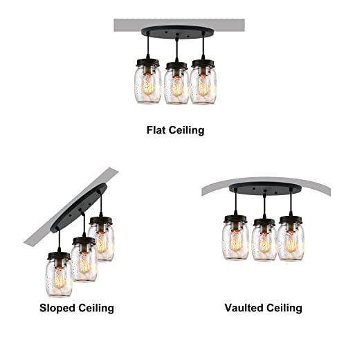 Farmhouse Mason Jar Chandelier with Adjustable Light