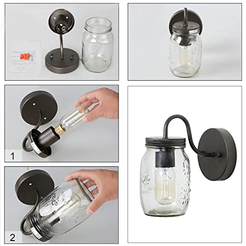 Farmhouse Rustic Mason Jar Wall Sconce - A02979