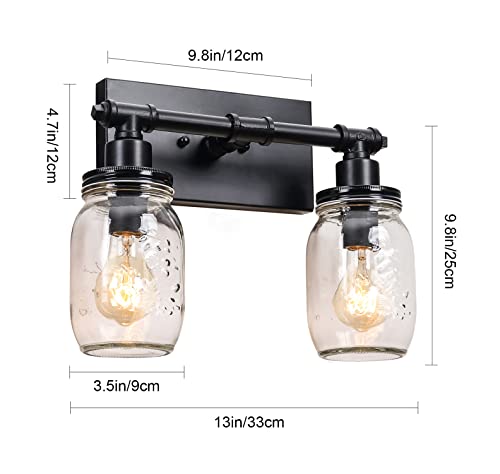 Black Mason Jar Vanity Light for Homestead Bathroom