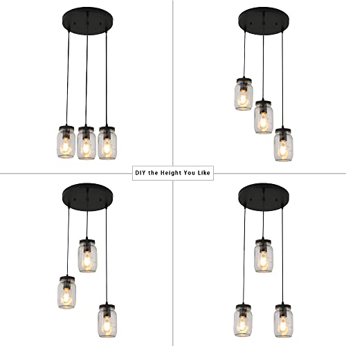 Farmhouse Mason Jar Chandelier with Adjustable Light