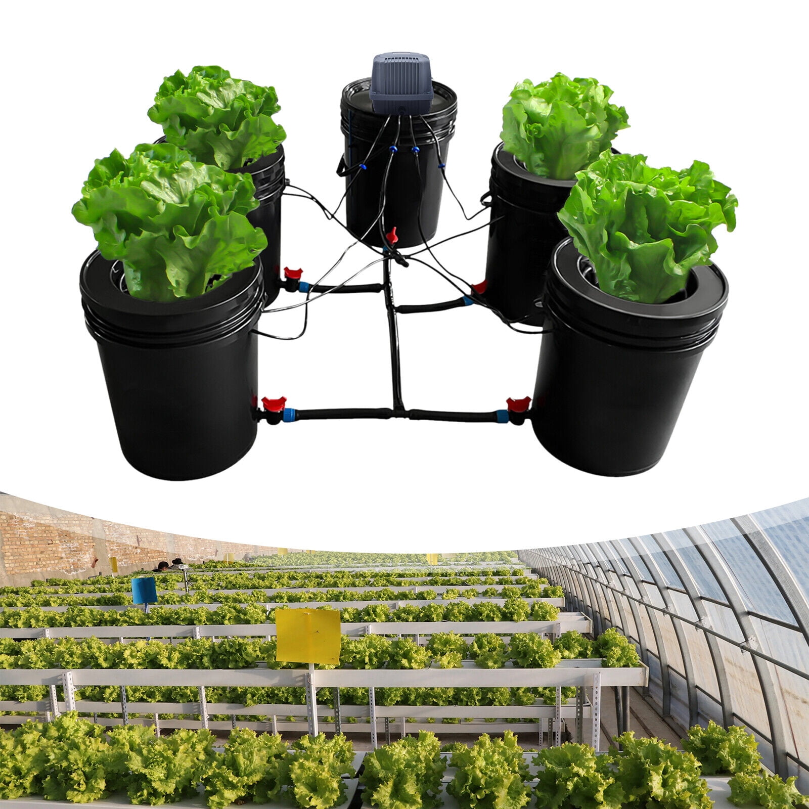 Multi Barrel Hydroponic Drip System with 4+1 Buckets