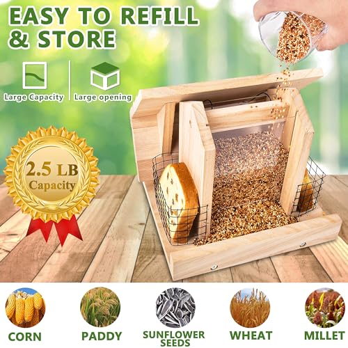 Outdoor Hanging Wooden Bird Feeder with Suet Holder