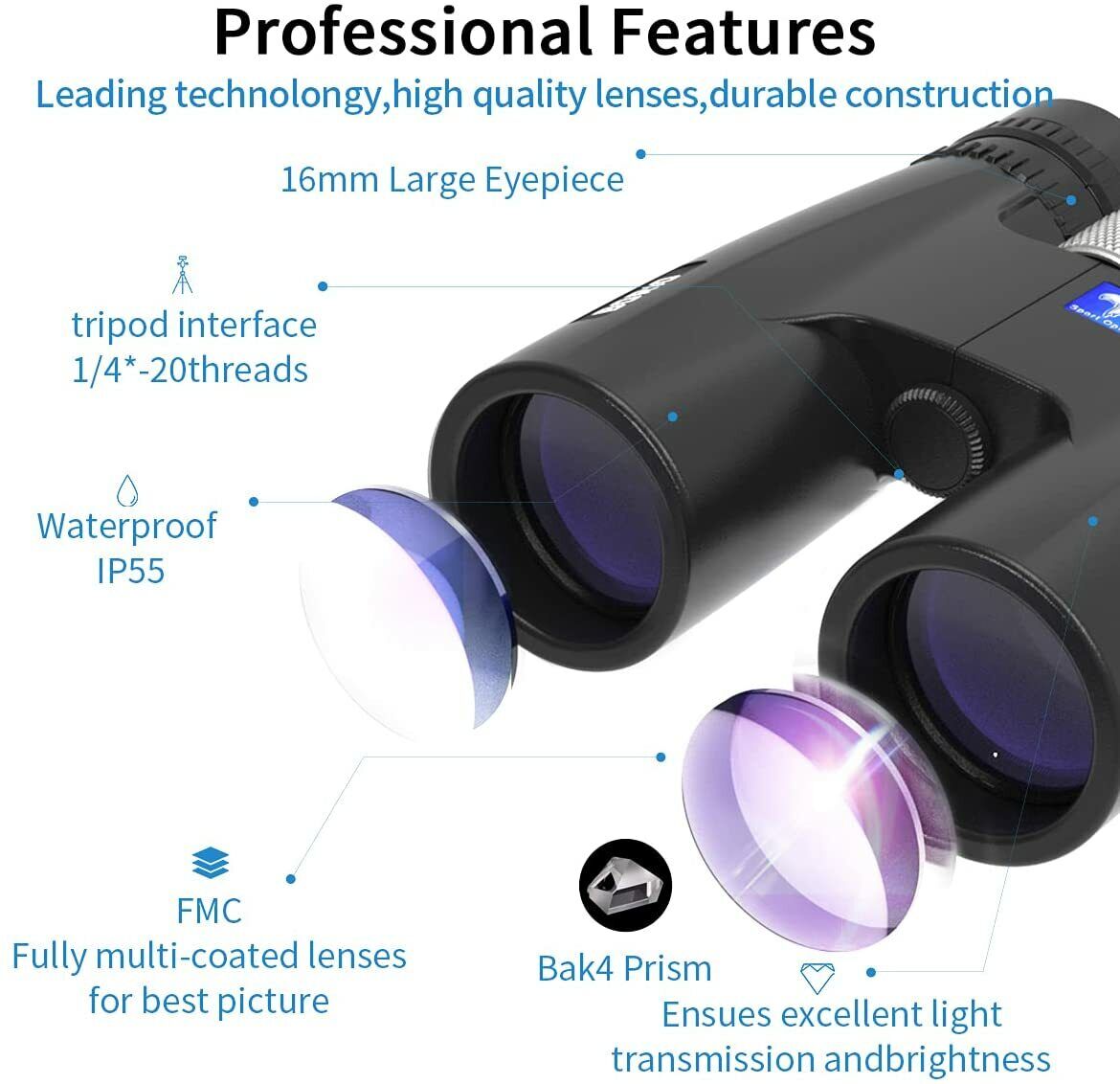 Compact HD Zoom Binoculars for Bird Watching