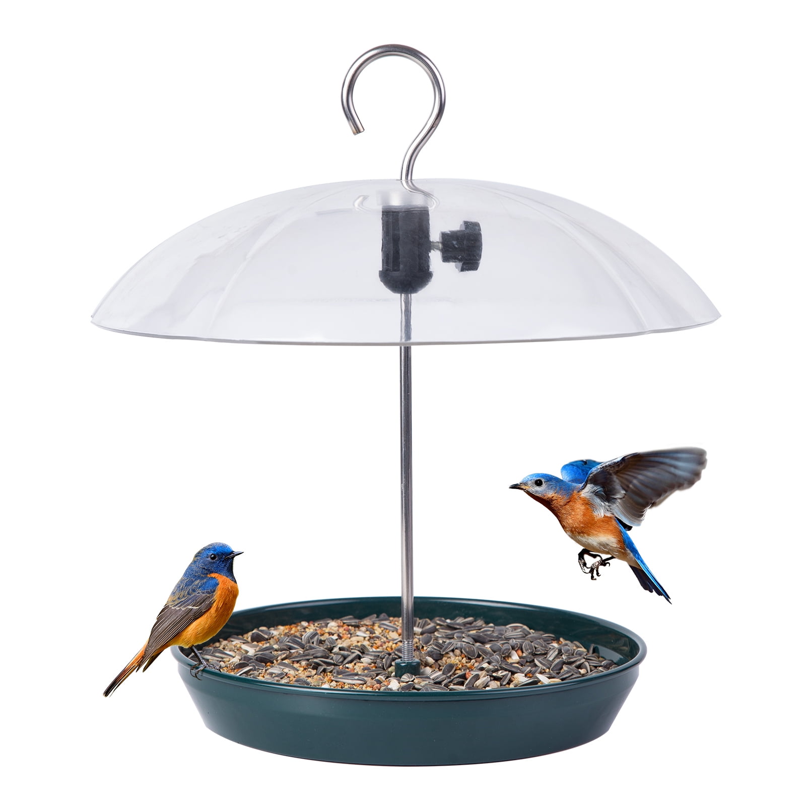 Adjustable Dome Bird Feeder for Seeds/Mealworms in Green