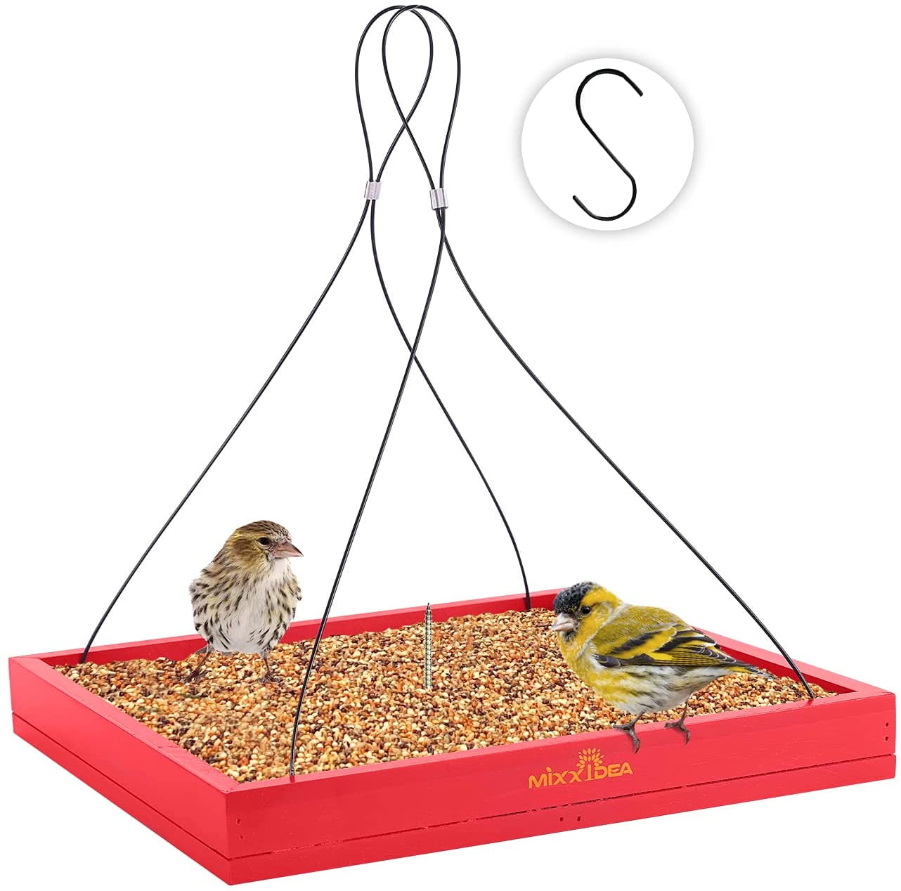 Wooden Hanging Bird Feeder Tray for Wild Birds