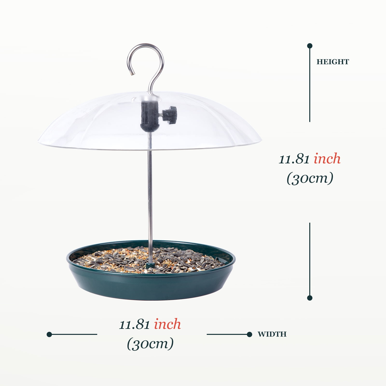 Adjustable Dome Bird Feeder for Seeds/Mealworms in Green