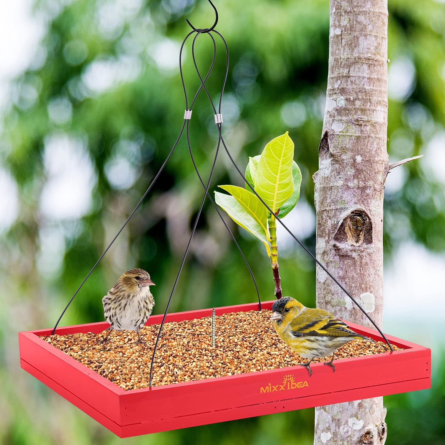 Wooden Hanging Bird Feeder Tray for Wild Birds