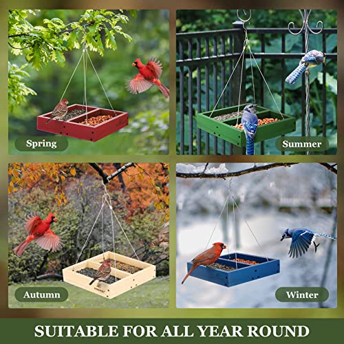 Blue Hanging Tray Bird Feeder with Mesh Platform