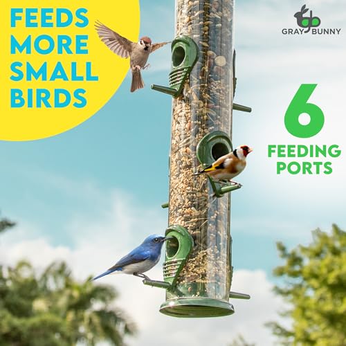 Durable 16" Hanging Gray Bunny Bird Feeder Tube