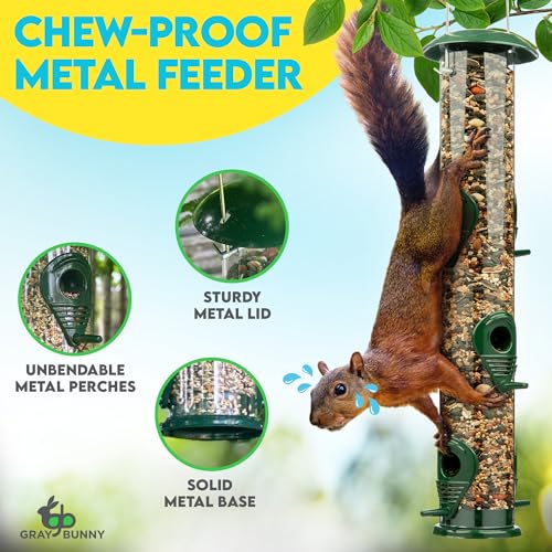 Durable 16" Hanging Gray Bunny Bird Feeder Tube