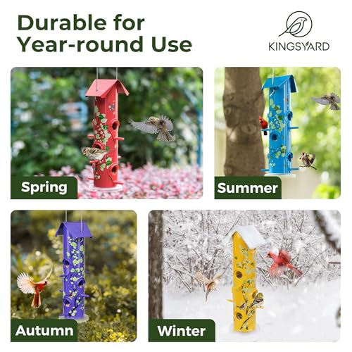 Durable 14” Metal Bird Feeder with 6-Ports - Yellow