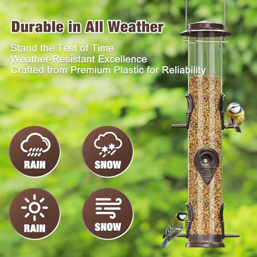 Durable Metal Bird Feeder with Transparent Tube