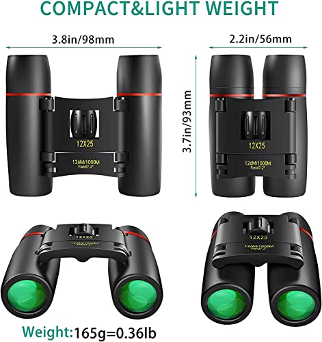 Compact 12X25 Pocket Binoculars for Bird Watching