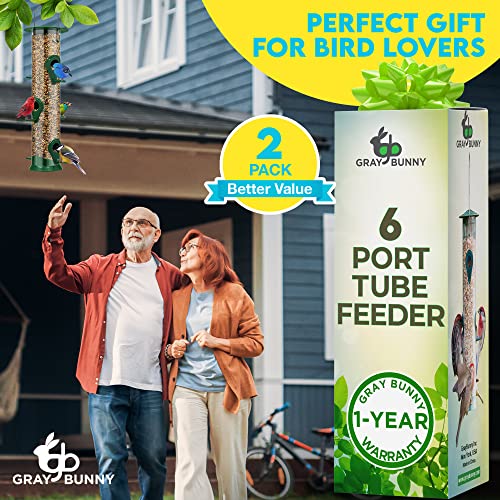 Bird Watching: 2 Pack Tube Bird Feeders, 6 Ports