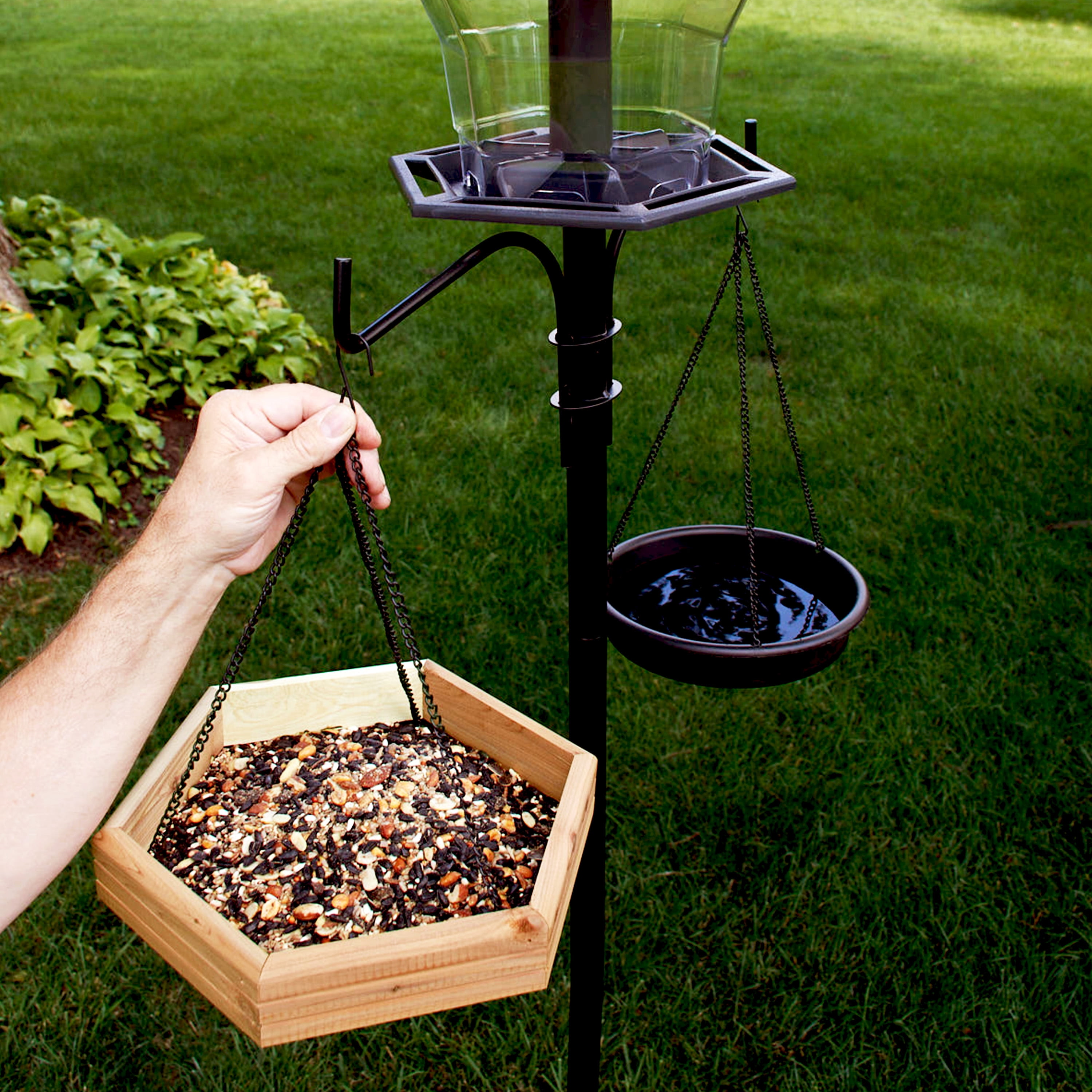Pennington Red Cedar 2-in-1 Bird Bath & Feeder