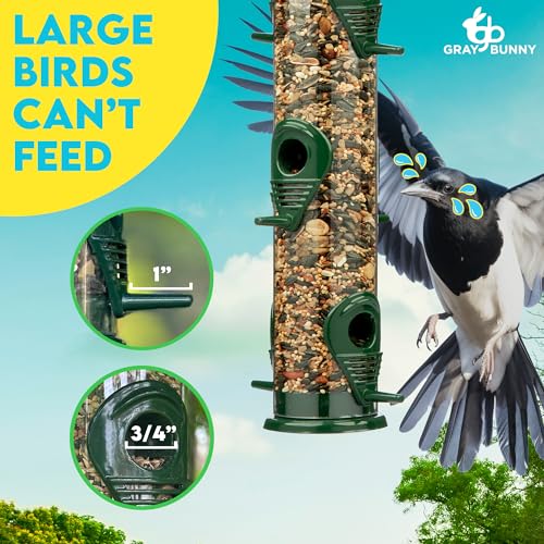 Durable 16" Hanging Gray Bunny Bird Feeder Tube