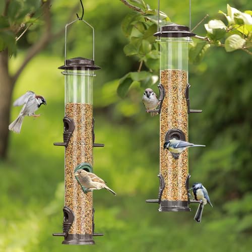 Durable Metal Bird Feeder with Transparent Tube