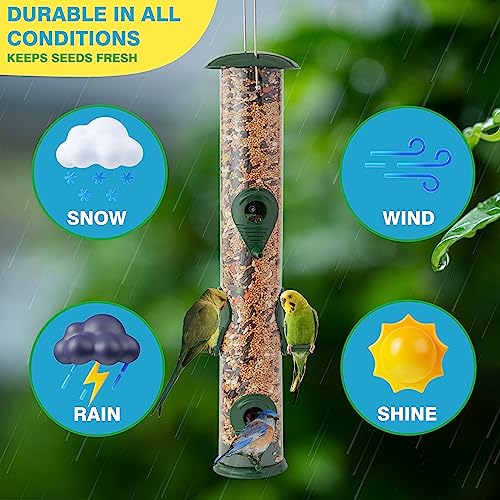 Durable Metal Tube Bird Feeders - 2-Pack