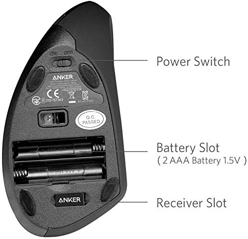 Anker Wireless Vertical Ergonomic Optical Mouse - Black