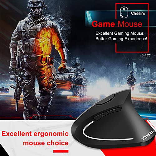 Ergo Wireless Mouse with USB, 6 Buttons - Black