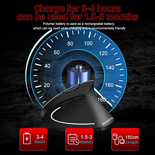 Ergo Wireless Mouse with USB, 6 Buttons - Black