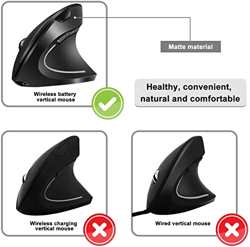 Ergo Wireless Mouse with USB, 6 Buttons - Black