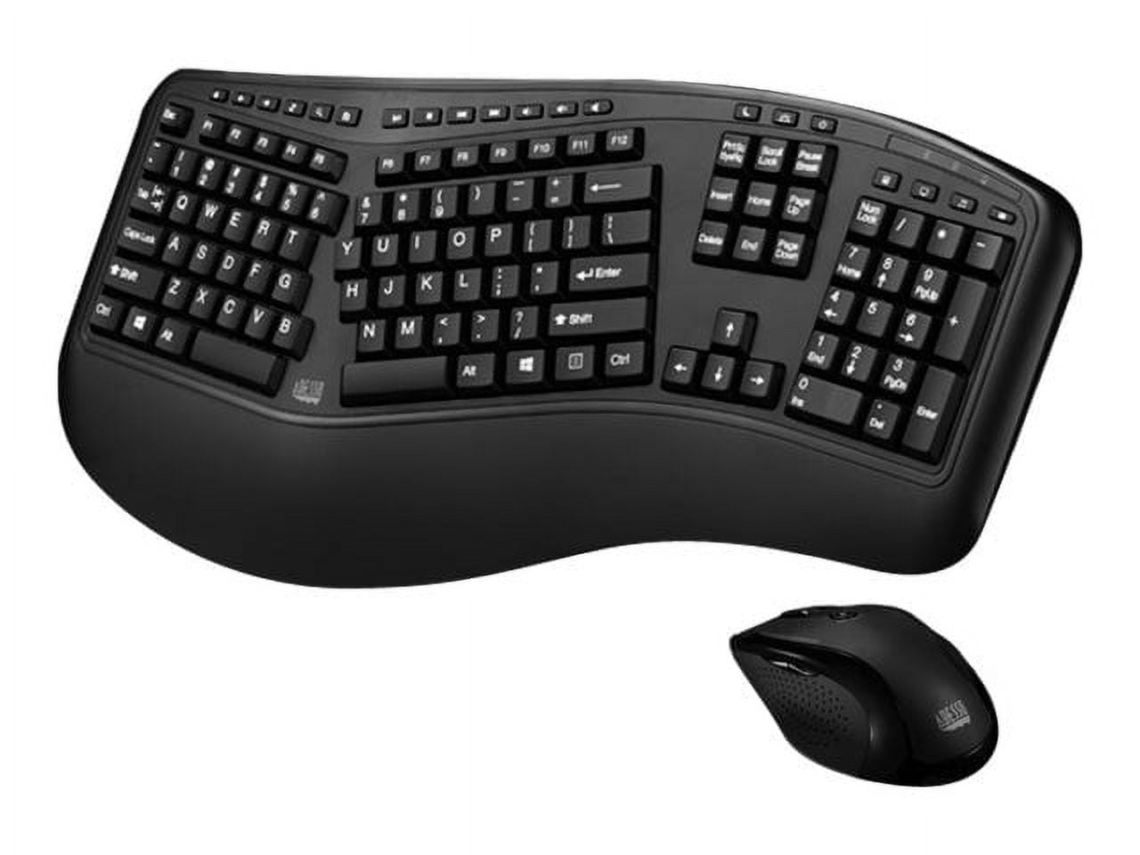 Adesso 2.4GHZ Ergonomic Wireless Keyboard and Laser Mouse