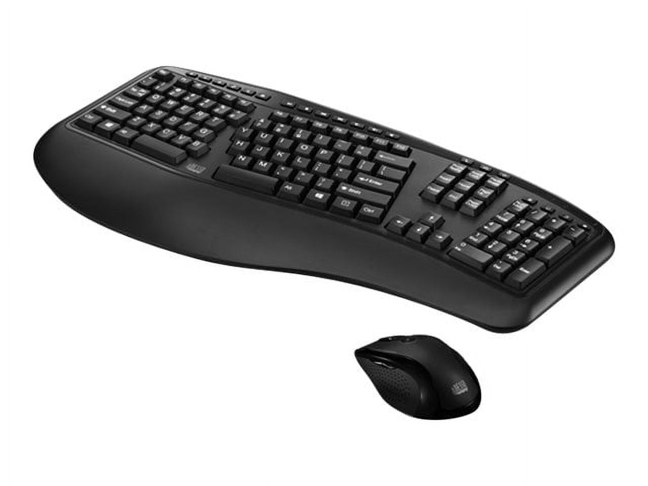 Adesso 2.4GHZ Ergonomic Wireless Keyboard and Laser Mouse