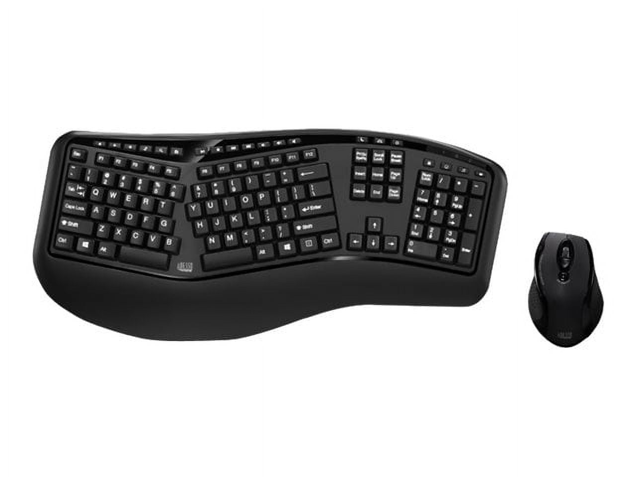 Adesso 2.4GHZ Ergonomic Wireless Keyboard and Laser Mouse