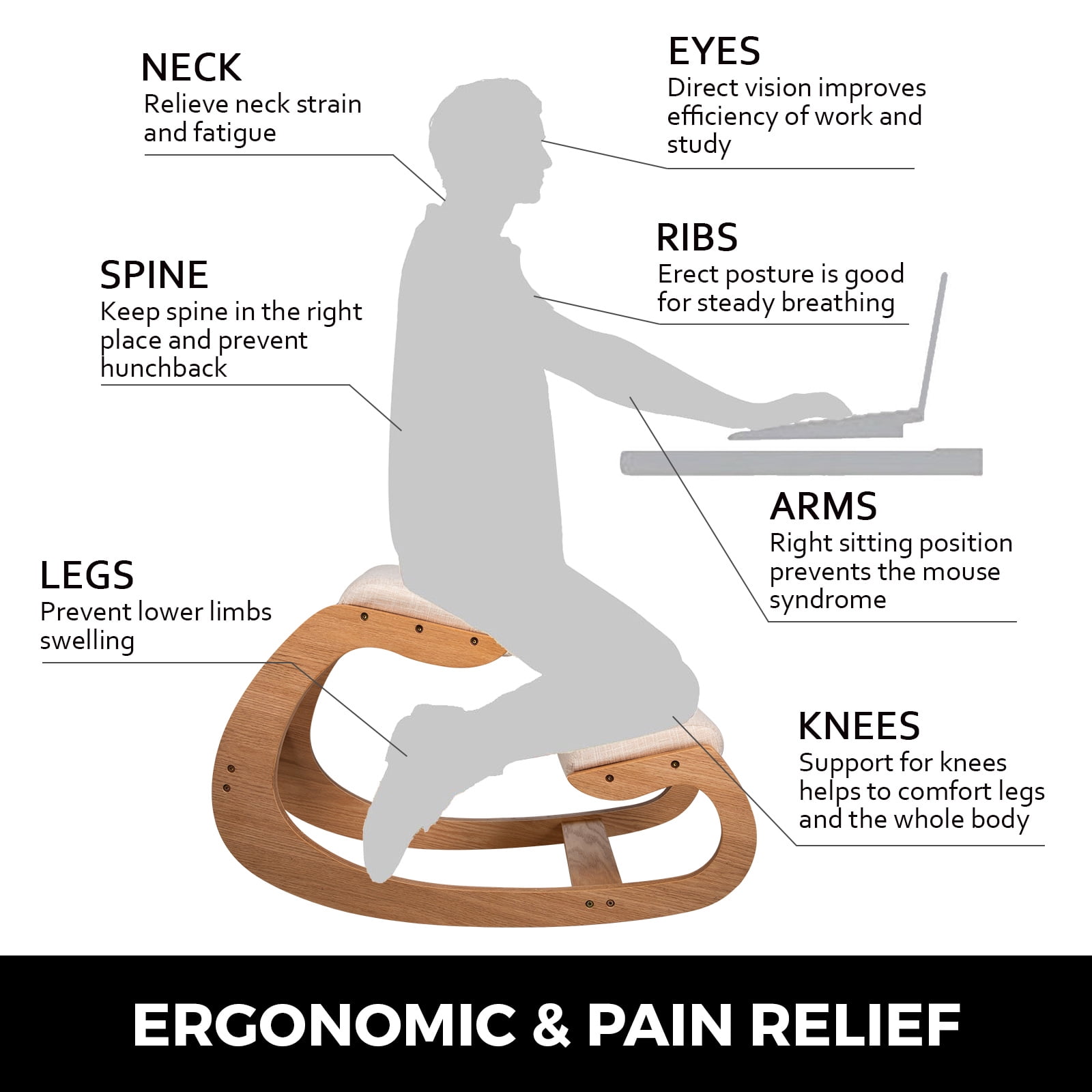 Heavy-duty Ergonomic Kneeling Chair for Better Posture