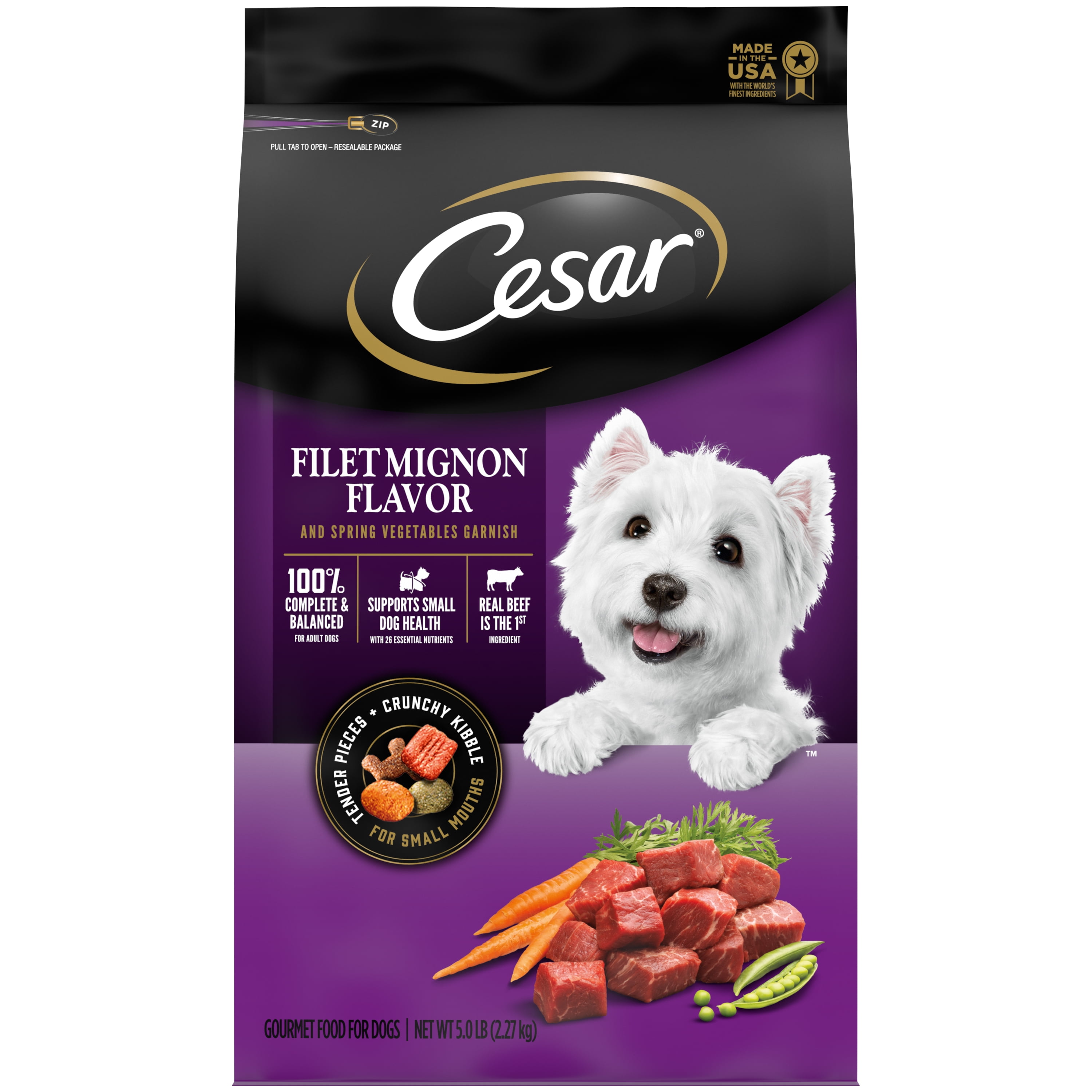 Poodle-Sized CESAR Dry Dog Food, Filet Mignon Flavor