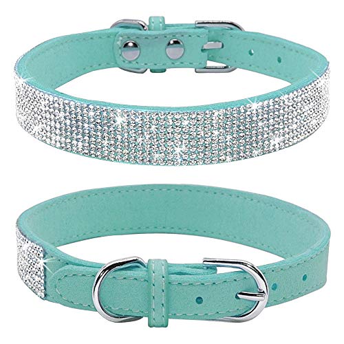 Sparkling Rhinestone Poodle Collar - Blue, XS