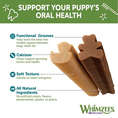 WHIMZEES Puppy Dental Chews, Long Lasting, Grain-Free, Freshens Breath