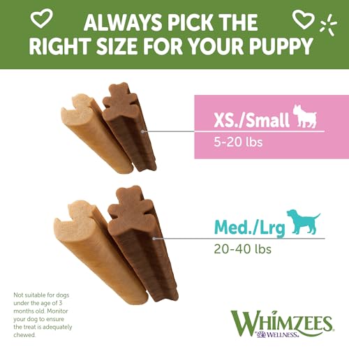 WHIMZEES Puppy Dental Chews, Long Lasting, Grain-Free, Freshens Breath