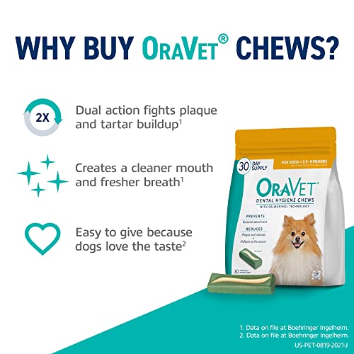 ORAVET Dental Chews for Poodles, 30-Count Yellow Pouch