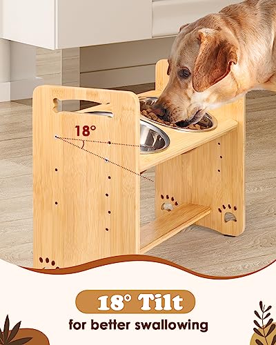 Adjustable Elevated Dog Bowls for Poodles - Stainless Steel
