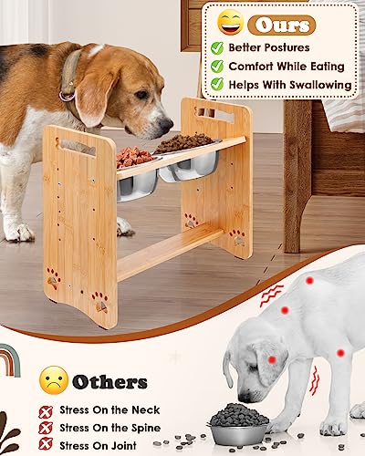 Adjustable Elevated Dog Bowls for Poodles - Stainless Steel