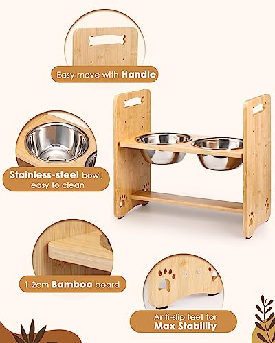 Adjustable Elevated Dog Bowls for Poodles - Stainless Steel