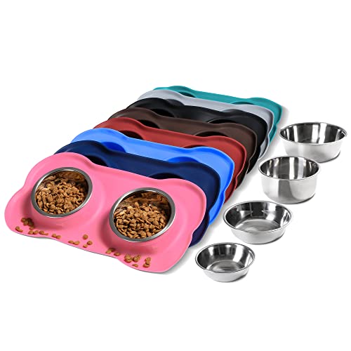 Poodle Dog Bowl with Non-Slip Mat & Food Scoop