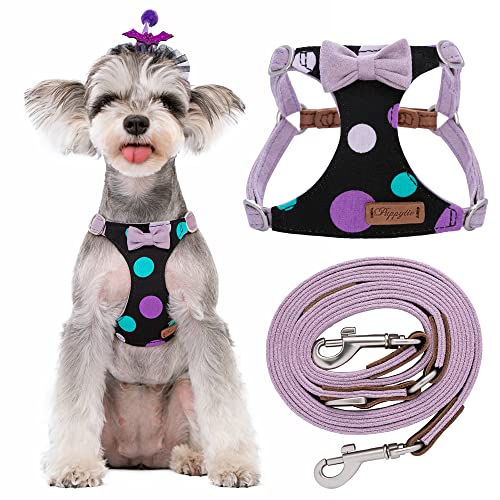 Purple Poodle Dog Harness with Adjustable Leash