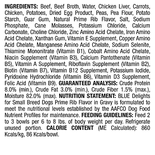 Blue Buffalo Small Breed Wet Dog Food Cup, Prime Rib Flavor (12 Pack)