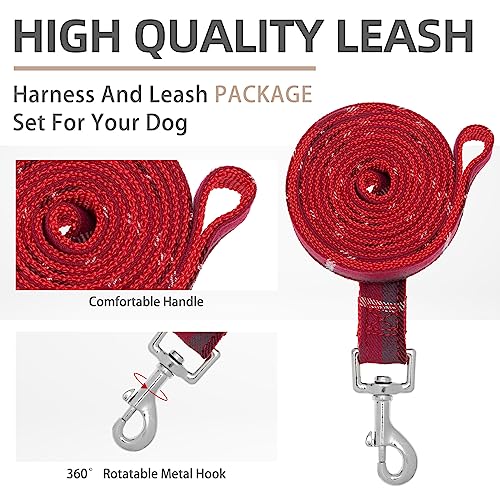 Red Plaid Dog Harness and Leash Set