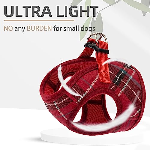 Red Plaid Dog Harness and Leash Set