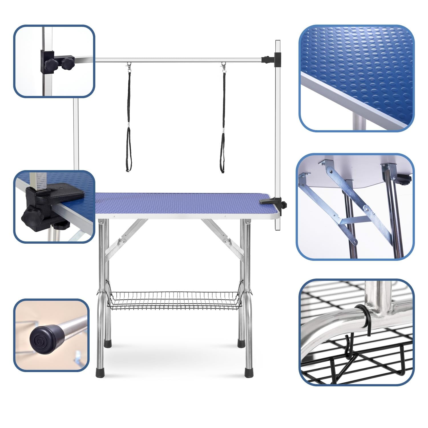 Adjustable Arm Poodle Grooming Table, 36'' Stainless Steel