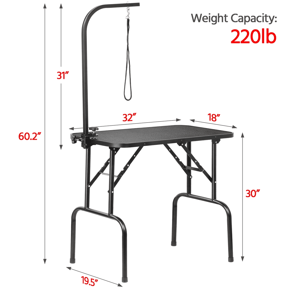 Adjustable Folding Poodle Grooming Table with Noose, Black