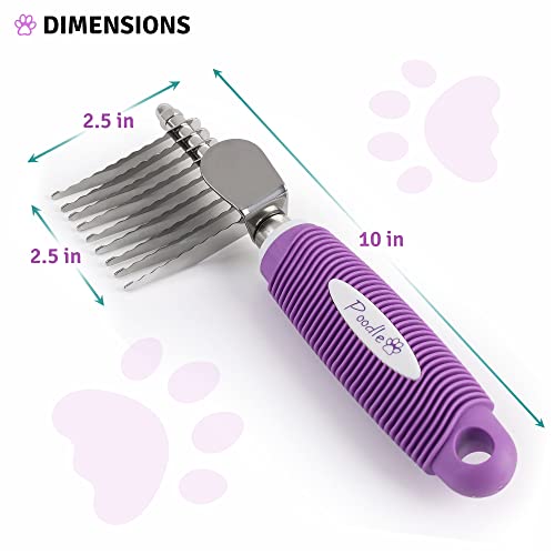Poodle Pet Dematting Brush with Long Steel Blades