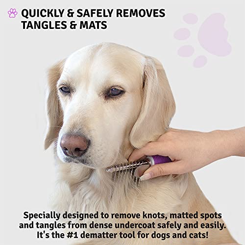 Poodle Pet Dematting Brush with Long Steel Blades